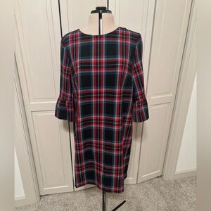 Vineyard Vines Black and Red Plaid Long Sleeve Dress